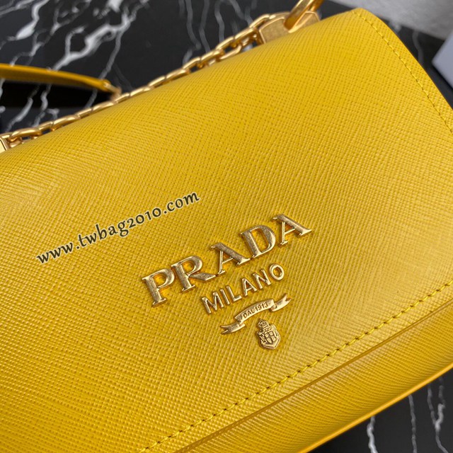 Prada專櫃新款Saffiano皮革女包 1BD275 普拉達全銅古金鏈條斜挎單肩女包 csp1447